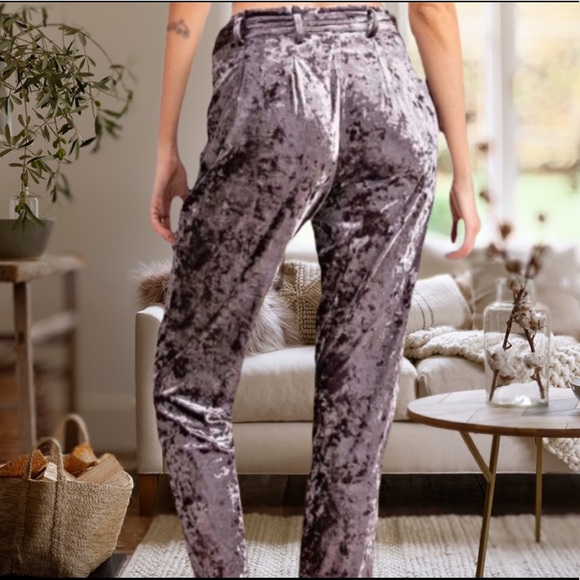 Crushed Velvet Cuffed Lounge Joggers - Picture 2 of 2